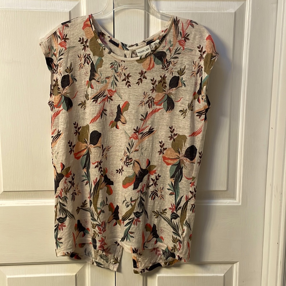 Rachel Zoe Linen Shirt Sz M, Tropical print.